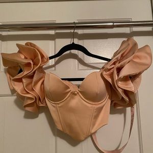 OH POLLY Ruffle Sleeve Crop Top in Peach- Size 4